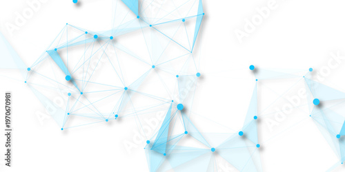 Abstract geometric background with connecting dots and lines with low poly triangle shapes. Polygonal Mesh Background Vector design digital technology concept Global network connection data structure.