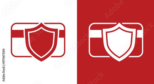 Secure Payment Protection Icon with Shield and Credit Card Safety Symbols