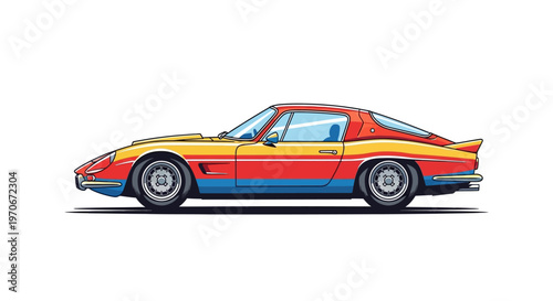 Vintage sports car side view.