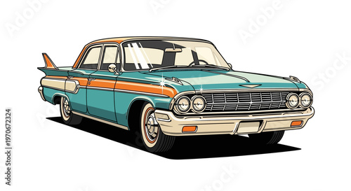 Vintage Teal Classic Car Model.