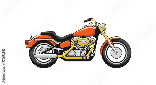 Detailed orange and yellow motorcycle.