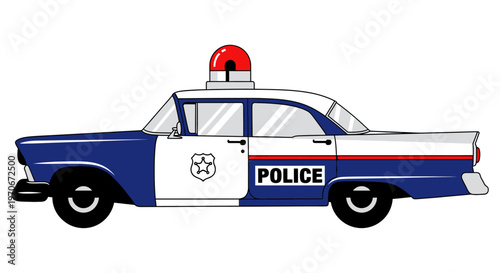 Vintage police car with lights.
