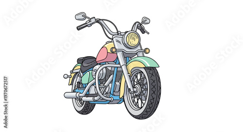 Colorful Vintage Styled Motorcycle Bike.