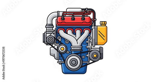 Detailed illustration of car engine.