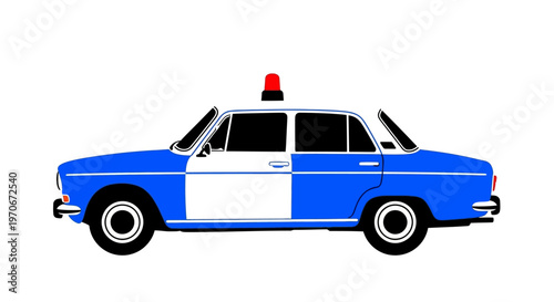 Blue Police Car with White Door.