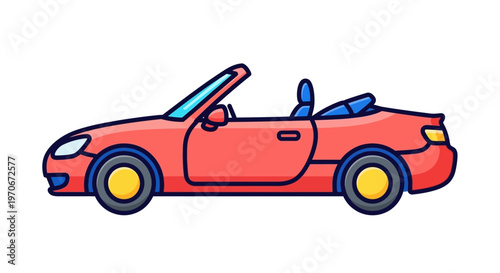 Red Convertible Car with Open Top.