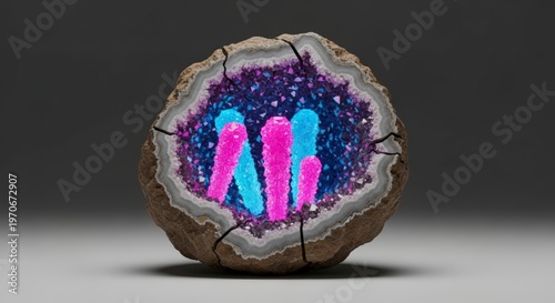 Vibrant Crystal Geode with Glowing Core.