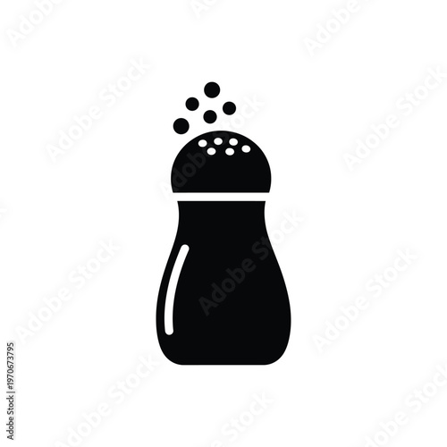 Salt shaker vector icon, fill flat sign, solid pictogram isolated on white, logo illustration, salt shaker icon, black silhouette, single element, simple, clean, minimalist, modern kitchen utensil.