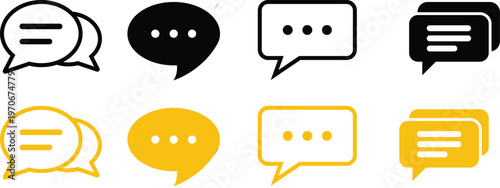 colorful speech bubbles and chat icons on white background