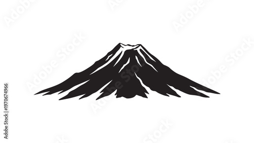 Photos Mountain volcano silhouette vector flat illustration design.