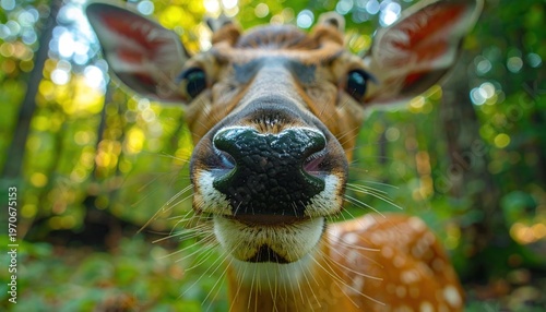 Close-up of a deer in forest.