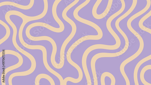 Abstract wavy lines in lavender and pale yellow hues create a design