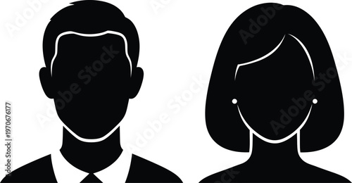 Silhouette of a man and woman profile icons, representing diversity and user profiles