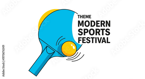 Modern Sports Festival Theme Illustration Featuring Ping Pong Racket and Ball Design