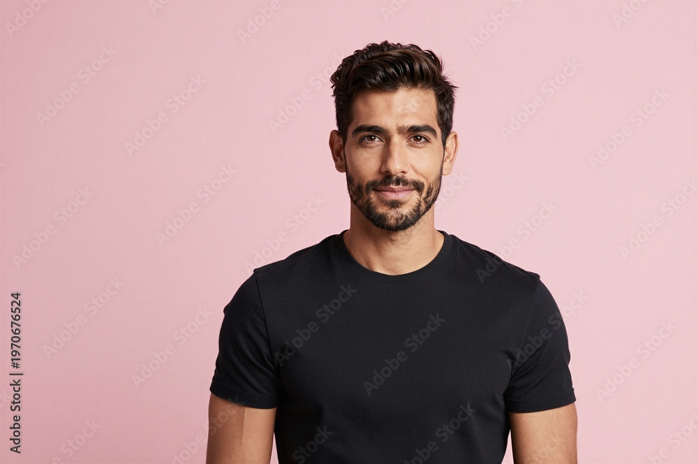 Obraz premium Young man standing in studio isolated on pastel background