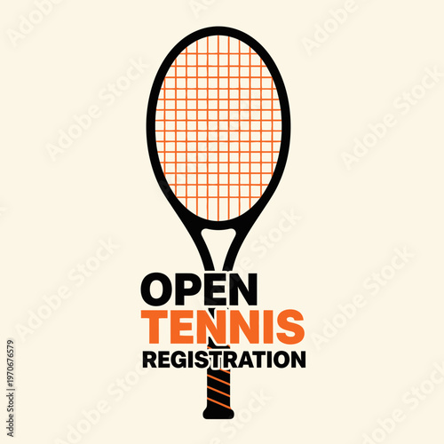 Modern Tennis Open Registration Graphic With Racquet Icon