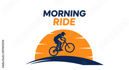 Morning Cycling Adventure Silhouetted Against a Sunrise, Promoting Outdoor Recreation