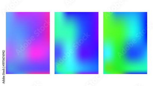 Fluid gradient abstract background set with organic shapes and smooth colorful transitions