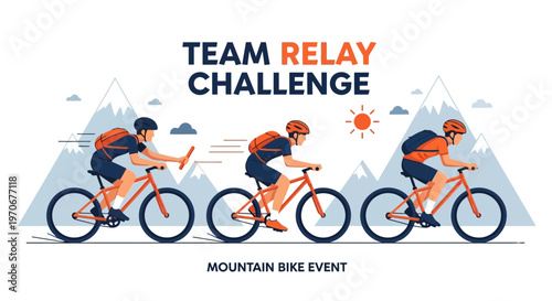 Mountain Bike Relay Challenge: Team Racing Through Scenic Mountain Trails for Victory
