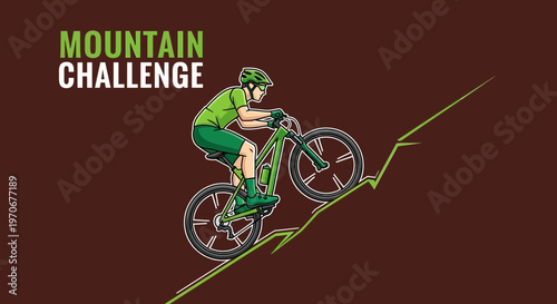 Mountain Bike Rider Conquering A Steep Ascent Challenge On A Scenic Mountain Trail