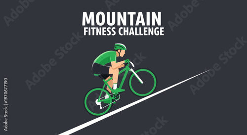Mountain Bike Ascent: A Fitness Journey Against a Dark Background and Upward Slope