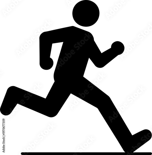 Running person icon black outline vector isolated on white background