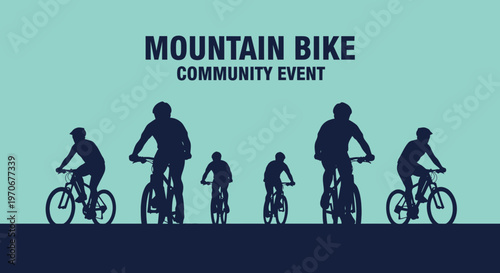 Mountain Bike Community Event Group Riders Silhouette Outdoor