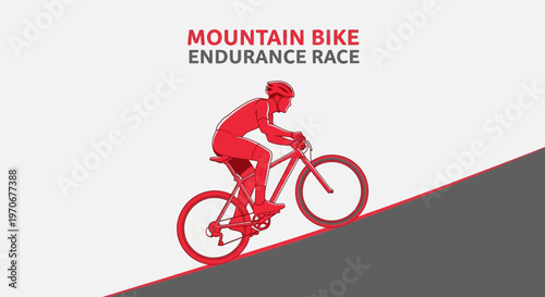 Mountain Biker Ascending A Steep Hillside During A Competitive Endurance Race Event