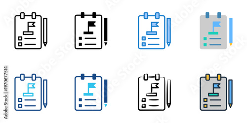 Final evaluation icons set multiple style collection. Editable stroke 
