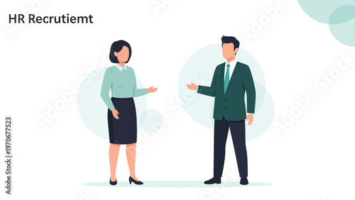 HR Recruitment: Man and Woman Discussing Job Opportunity, Business Meeting