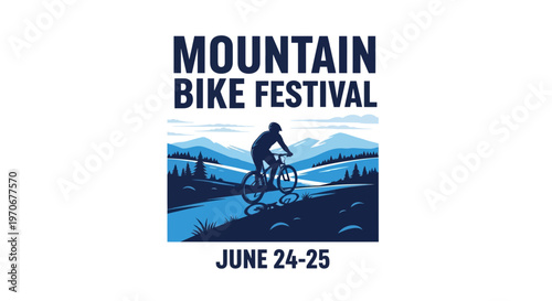 Mountain Bike Festival Graphic Illustration With Cyclist And Landscape