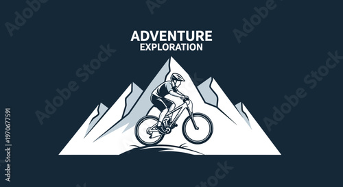 Mountain Biker Embarking on Adventurous Exploration Amidst Majestic Mountain Peaks