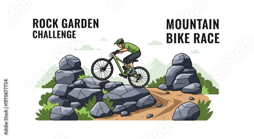 Mountain Biker Navigates Challenging Rock Garden Trail