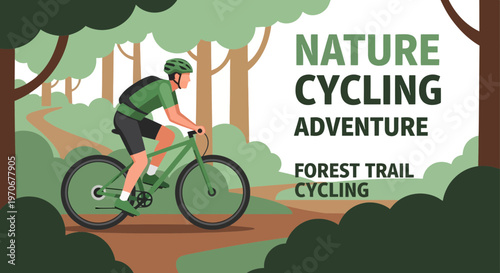 Mountain Biker Riding Through Lush Forest Trails For Adventure And Exploration