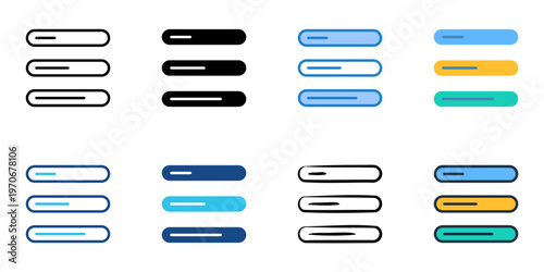 Progress tracker icons set multiple style collection. Editable stroke 
