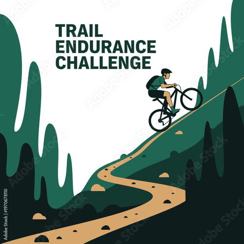 Mountain Biking Trail Endurance Challenge Graphic Art