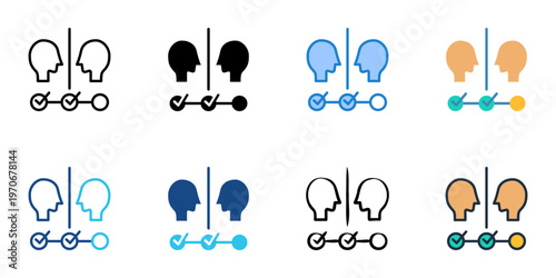Self evaluation icons set multiple style collection. Editable stroke 
