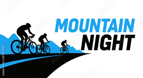 Mountain Biking Under Night Sky Adventure Graphic Illustration Concept of the Sport