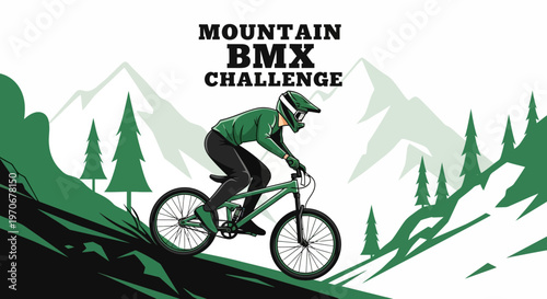 Mountain Bmx Rider Conquering Steep Terrain In Scenic Landscape