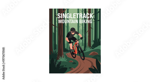 Mountain Biking Adventure: Singletrack Trail Experience in a Lush Forest Environment