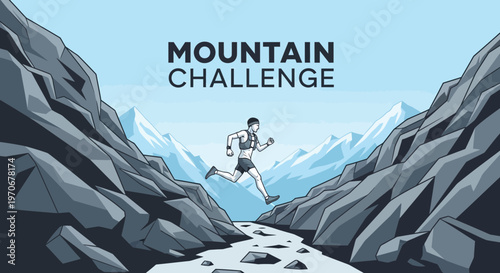Mountain Challenge: A Dynamic Illustration of Trail Running in a Rugged Mountain Environment