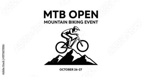 MTB Open Mountain Biking Event Emblem Illustrating Adventure and Competitive Spirit