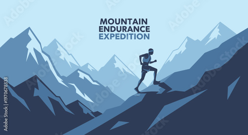 Mountain Endurance Expedition Athlete Running Over Rocky Terrain