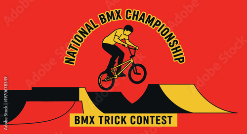 National BMX Championship Event Promoting Bicycle Stunts and Competition Displayed in Vibrant Colors