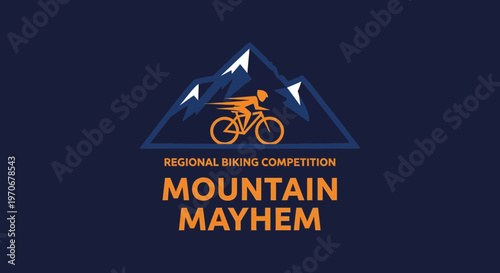Mountain Mayhem: Regional Biking Competition Featuring Cyclist and Mountain Logo Design