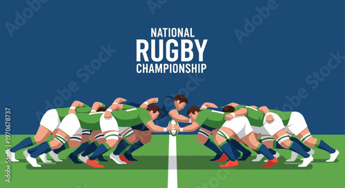 National Rugby Championship Showcases Intense Scrum Engagement Between Competing Teams