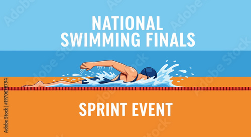 National Swimming Finals Sprint Event Depiction Of An Athlete Performing Freestyle Swimming Stroke