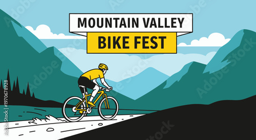 Mountain Valley Bike Fest Adventure Celebration Illustration