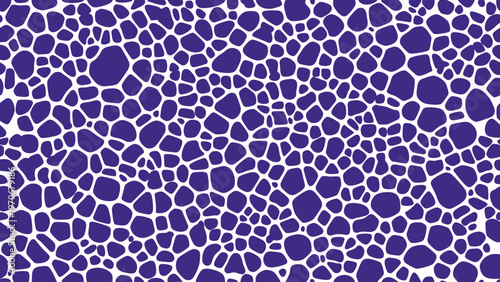 Abstract pattern of irregular white shapes against a deep purple background