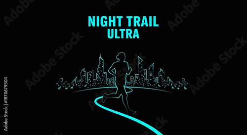 Night City Runner Ultra Marathon Silhouette Athleticism